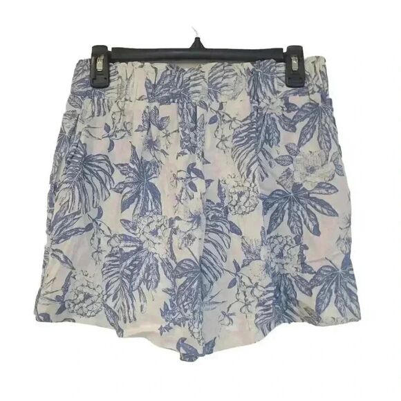 Panama Jack Women's White & Navy Linen/Lyocell Pull Up Shorts w Elastic Waist & - Picture 6 of 12